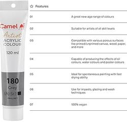 CAMEL ARTIST ACRYLIC COLOUR GREY 120ML